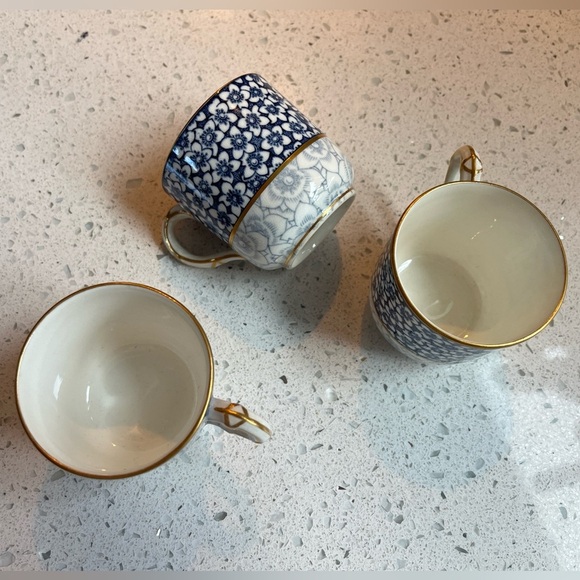 Rare Antique Royal Worcester Blue/White Floral Porcelain Demitasse Cups Set of 3 - Picture 8 of 16